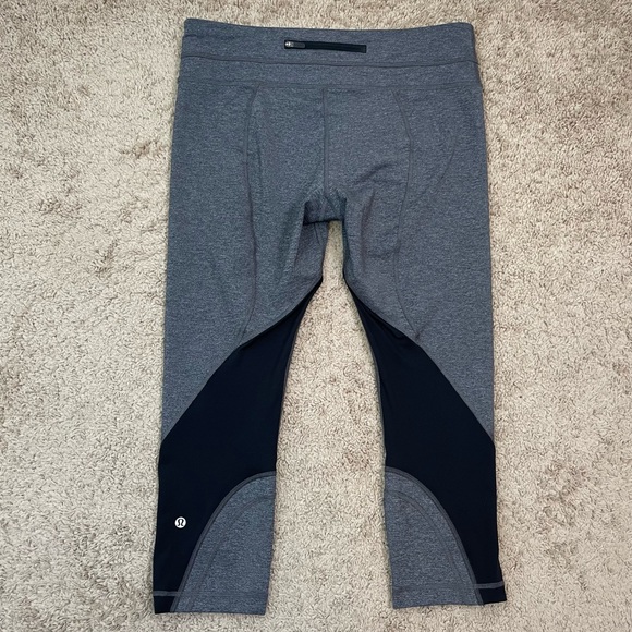 Lululemon Inspire Crop II Luxtreme Heathered Black Leggings Size 10 Style W6AMLS - Picture 11 of 16